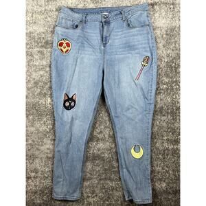 Pretty Guardian Sailor Moon Wide Leg Jeans Plus Size, mom Patches sz 16